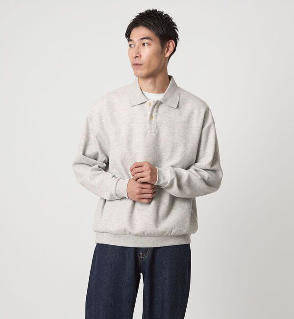 UNITED ARROWS green label relaxing「ワッフル 長袖 ポロシャツ カットソー」|ポロシャツ|LT.GRAY