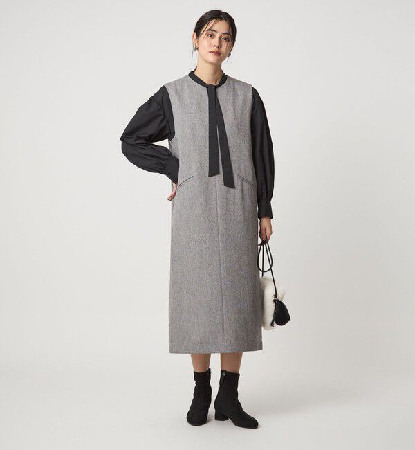 UNITED ARROWS green label relaxing「［size SHORTあり］キーネック ジャンパースカート」|ジャンパースカート|MD.GRAY