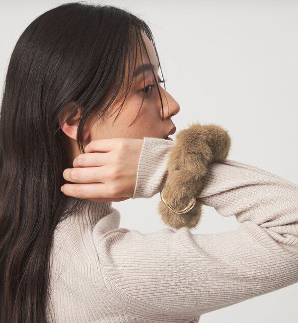 UNITED ARROWS green label relaxing「フェイクファー メタルリング シュシュ」|ヘアゴム・シュシュ|BEIGE