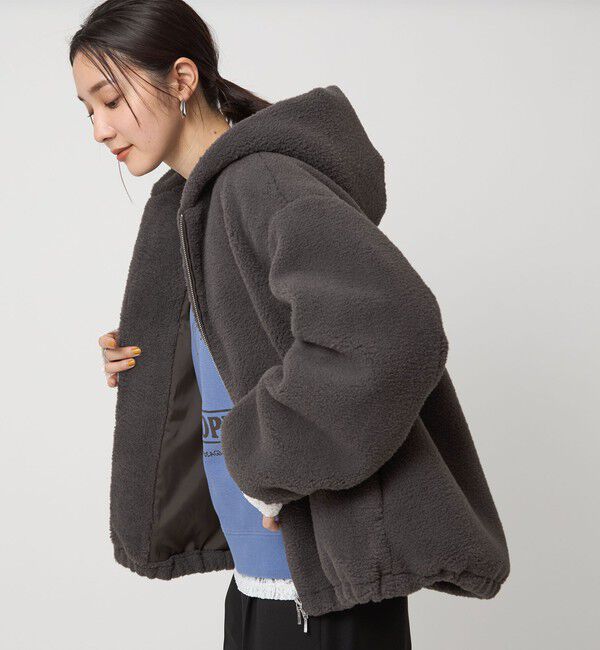UNITED ARROWS green label relaxing「【WEB限定】＜at ease＞フェイクシープファー フード ブルゾン」|ブルゾン・スタジャン|