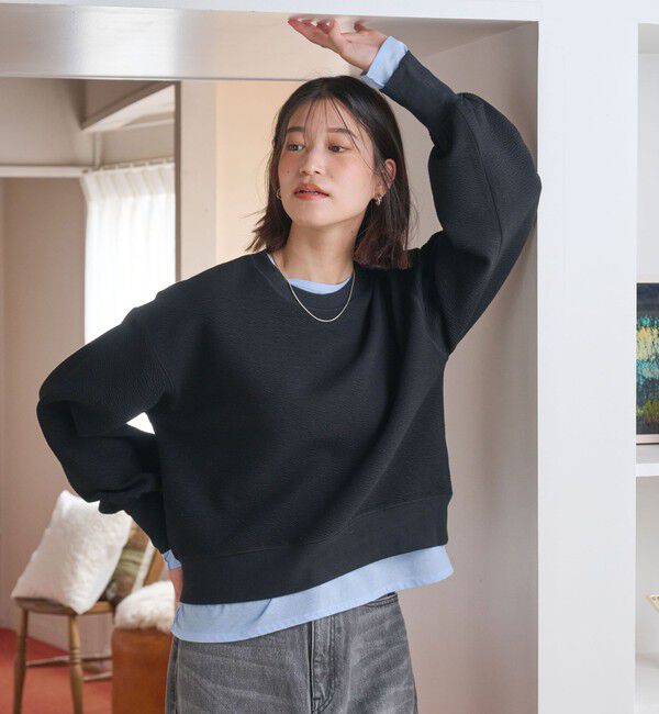 UNITED ARROWS green label relaxing「【WEB限定】＜at ease＞フクレ ジャカード プルオーバー カットソー」|Tシャツ・カットソー|