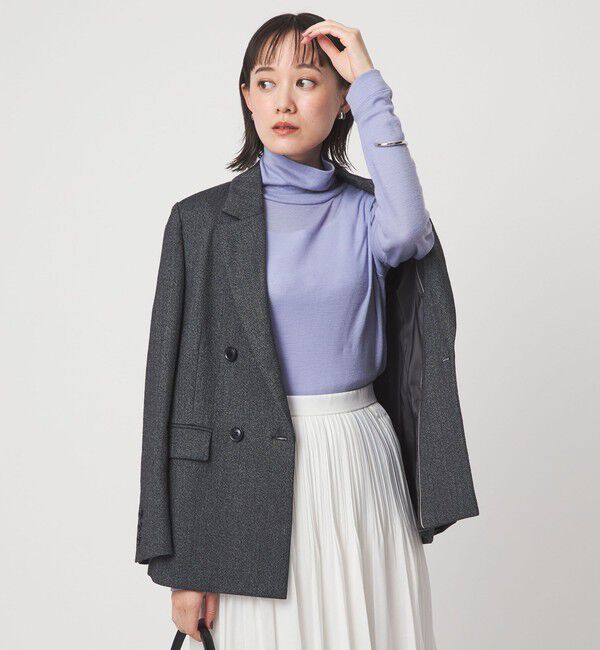 UNITED ARROWS green label relaxing「ウール フライス タートルネック カットソー オフホワイト ライトブルー ウォッシャブル」|Tシャツ・カットソー|