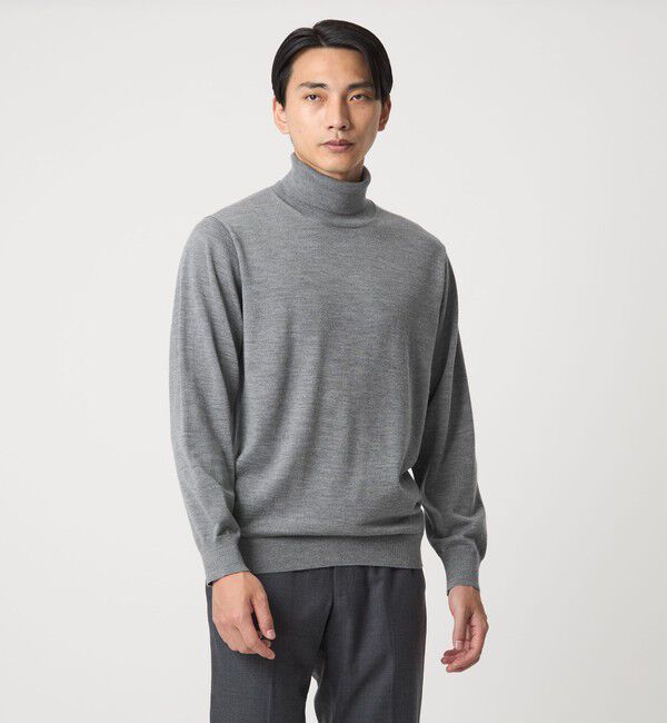 UNITED ARROWS green label relaxing「Super 120&rsquo;s ハイゲージ タートルネック ニット」|ニット・セーター|MD.GRAY