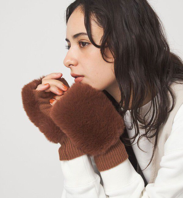 UNITED ARROWS green label relaxing「＜VINCENT PRADIER＞ファーライク グローブ」|手袋|MD.BROWN