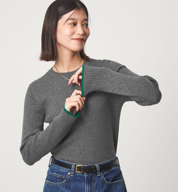 UNITED ARROWS green label relaxing「【WEB限定】＜at ease＞ソデサキ バイカラー プルオーバー ニット ウォッシャブル」|ニット・セーター|