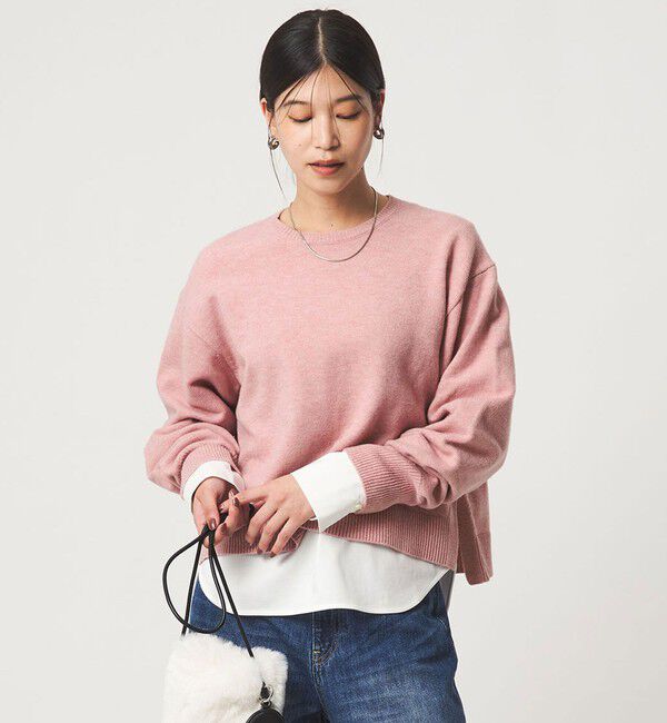 UNITED ARROWS green label relaxing「【WEB限定】＜at ease＞サイド スリット プルオーバー ニット ウォッシャブル」|ニット・セーター|LT.PINK