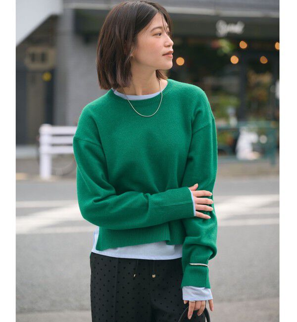 UNITED ARROWS green label relaxing「【WEB限定】＜at ease＞サイド スリット プルオーバー ニット ウォッシャブル」|ニット・セーター|