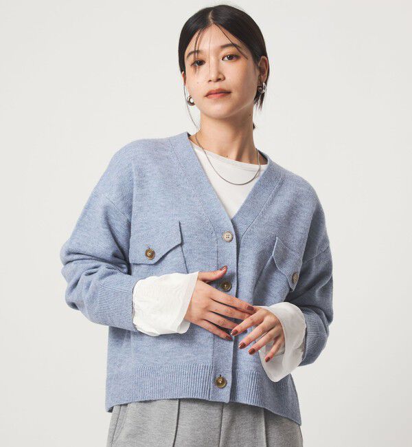 UNITED ARROWS green label relaxing「【WEB限定】＜at ease＞ダブルポケット ニット カーディガン」|カーディガン|LT.BLUE