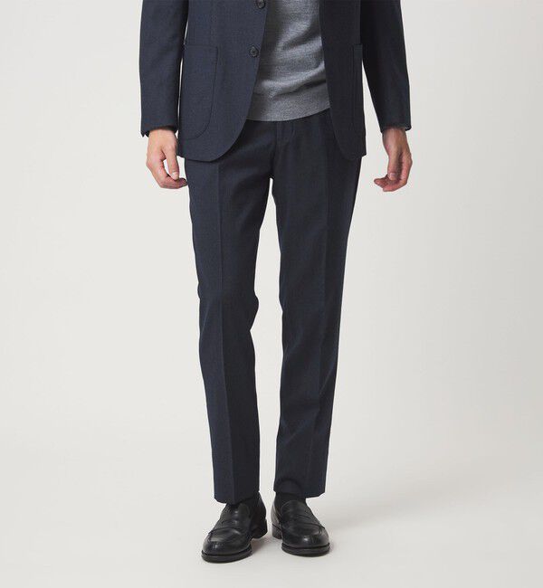 UNITED ARROWS green label relaxing「GLR CLOTH フラノ無地 アジャスター NP スラックス -ストレッチ-」|スラックス|NAVY