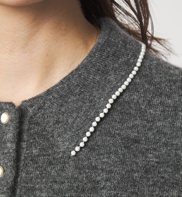 UNITED ARROWS green label relaxing「襟付き フェイクパール プルオーバー ニット ウォッシャブル」|ニット・セーター|