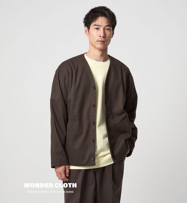 UNITED ARROWS green label relaxing「WONDER CLOTH ノーカラー カーディガン -ストレッチ-」|カーディガン|
