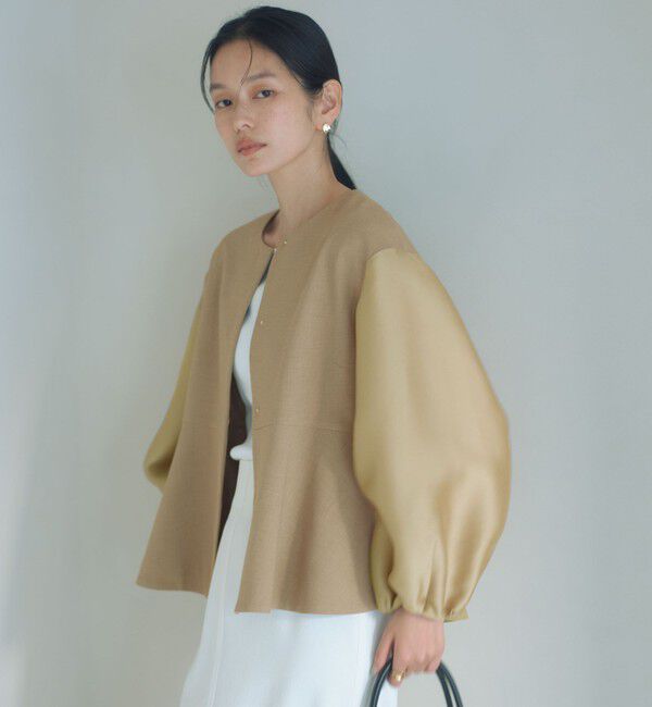 UNITED ARROWS green label relaxing「［size SHORTあり］fleurie(フルリー) フォルム ジャケット」|ノーカラージャケット|BEIGE