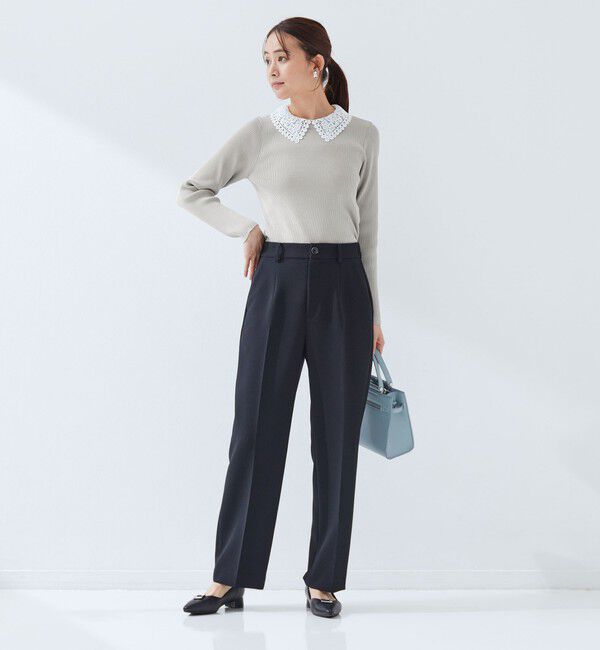 UNITED ARROWS green label relaxing「リブ エリレース 2WAY ニット プルオーバー ウォッシャブル」|ニット・セーター|