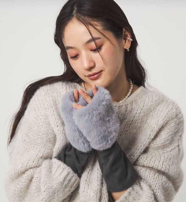 UNITED ARROWS green label relaxing「フェイクファー 切り替え アームウォーマー」|手袋|