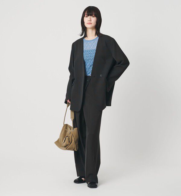 BEAUTY&YOUTH UNITED ARROWS「【WEB限定 Wardrobe DAILY MINIMAL】ダブルクロス カラーレスジャケット ウォッシャブル」|ノーカラージャケット|BLACK