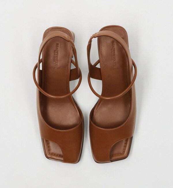 BEAUTY&YOUTH UNITED ARROWS「レザーライク オープントゥ バックストラップミュール」|サンダル|