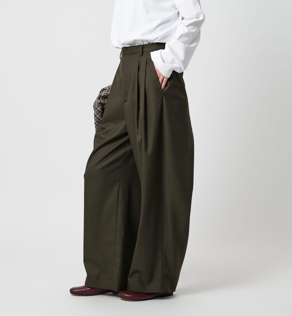 BEAUTY&YOUTH UNITED ARROWS「バックラップ タックワイドパンツ -ウォッシャブル-」|スラックス|