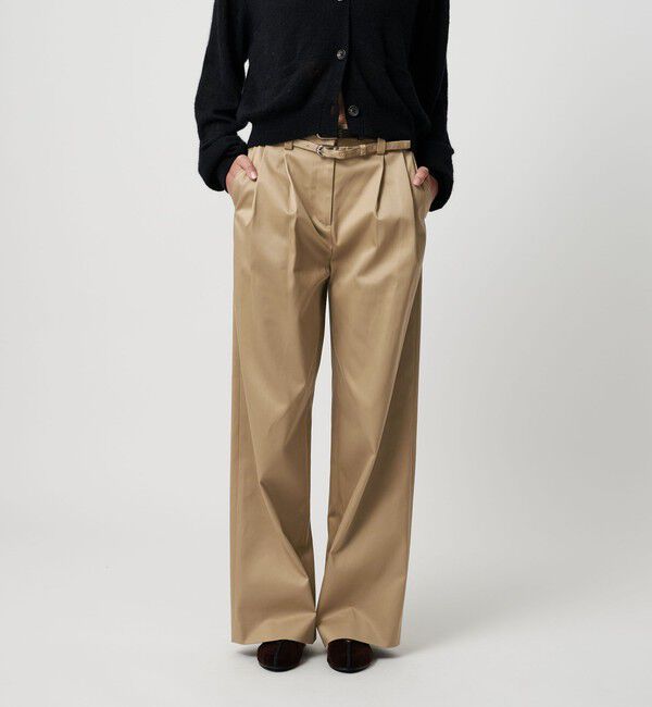 ATTISESSION「＜ATTISESSION＞ベルト 2タック ストレート パンツ 2」|その他|BEIGE