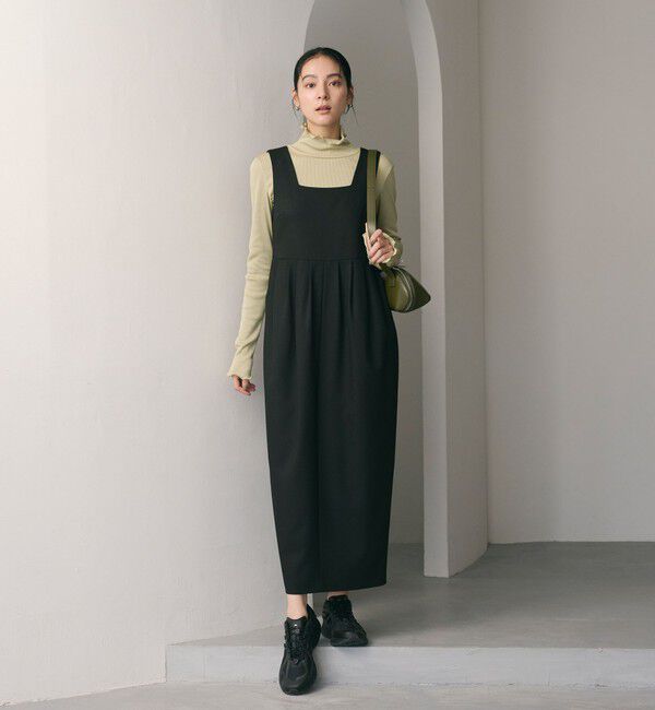 BEAUTY&YOUTH UNITED ARROWS「【WEB限定 Wardrobe DAILY MINIMAL】ウールライクメランジ スクエアネックワンピース ウォッシャブル」|ワンピース|BLACK