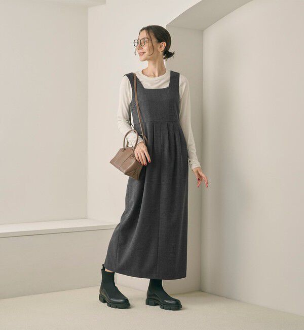 BEAUTY&YOUTH UNITED ARROWS「【WEB限定 Wardrobe DAILY MINIMAL】ウールライクメランジ スクエアネックワンピース ウォッシャブル」|ワンピース|