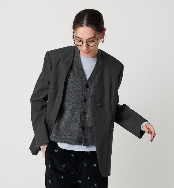 BEAUTY&YOUTH UNITED ARROWS「ポリエステルレーヨン ノーカラー1ボタンジャケット」|ノーカラージャケット|