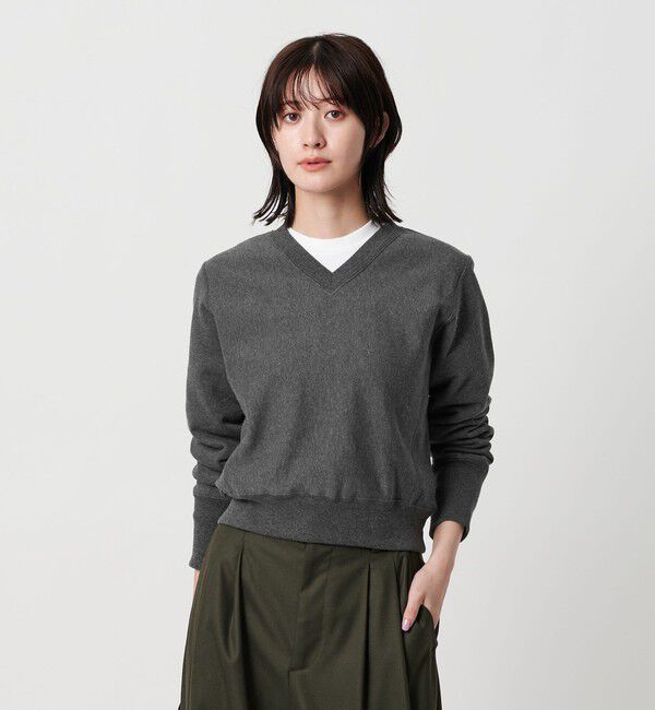 BEAUTY&YOUTH UNITED ARROWS「Vネックコンパクト スウェットプルオーバー」|スウェット・ジャージ|DK.GRAY