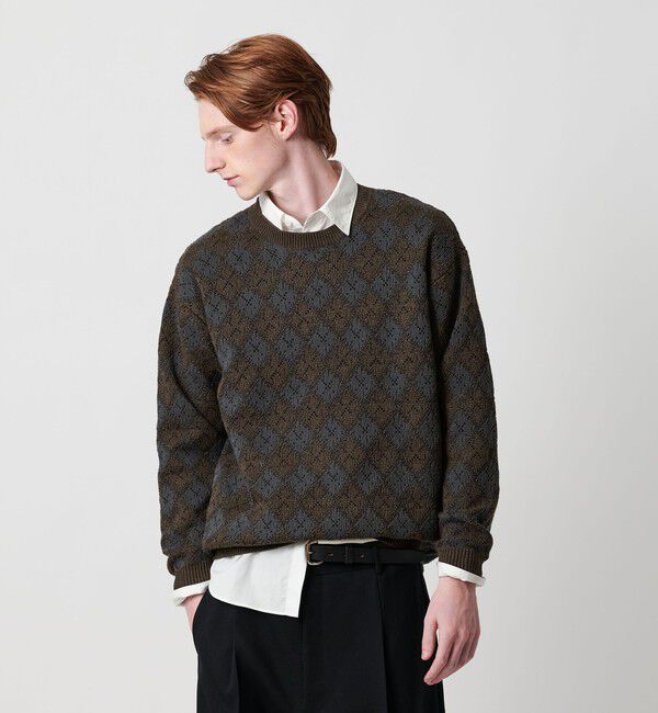 BEAUTY&YOUTH UNITED ARROWS「ロンバス パターン クルーネック ニット ウォッシャブル」|ニット・セーター|