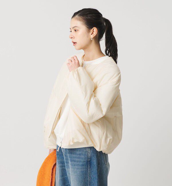 BEAUTY&YOUTH UNITED ARROWS「ポリエステルブレンド ノーカラーバルーンジップブルゾン」|ブルゾン・スタジャン|OFF WHITE