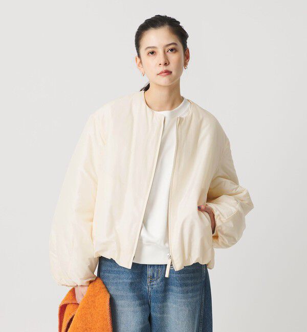 BEAUTY&YOUTH UNITED ARROWS「ポリエステルブレンド ノーカラーバルーンジップブルゾン」|ブルゾン・スタジャン|