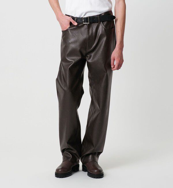 MONKEY TIME「レザーライク 5P パンツ」|チノ|