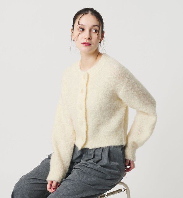 BEAUTY&YOUTH UNITED ARROWS「ウールブレンド ブークレ クルーネックカーディガン」|カーディガン|OFF WHITE