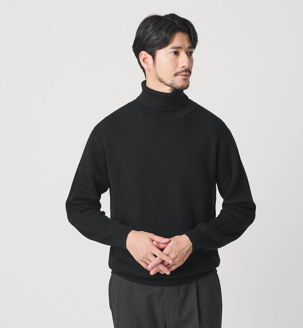 BEAUTY&YOUTH UNITED ARROWS「【WEB限定 WARDROBE SMART】マシーンウォッシャブル ウールミックス アゼ タートルネック」|ニット・セーター|
