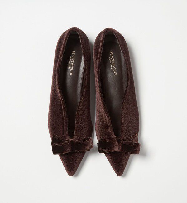 BEAUTY&YOUTH UNITED ARROWS「ベルベット リボン Vカット フラットシューズ」|バレエシューズ|