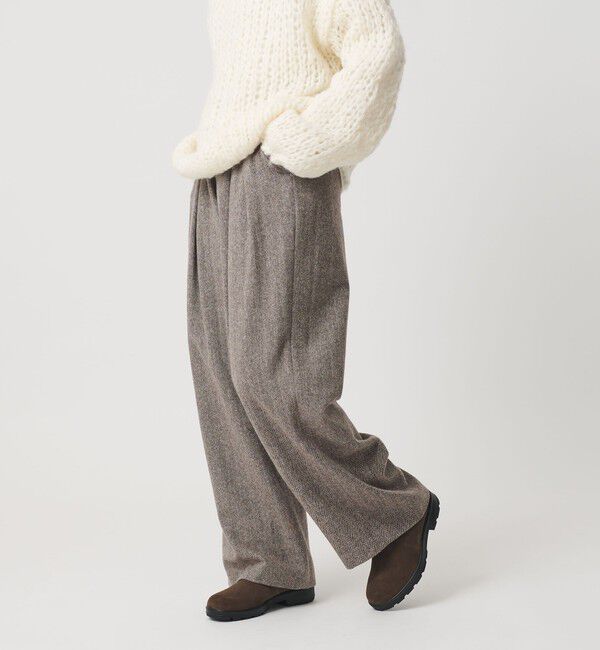 BEAUTY&YOUTH UNITED ARROWS「毛ブレンド ヘリンボーンワイドパンツ」|スラックス|