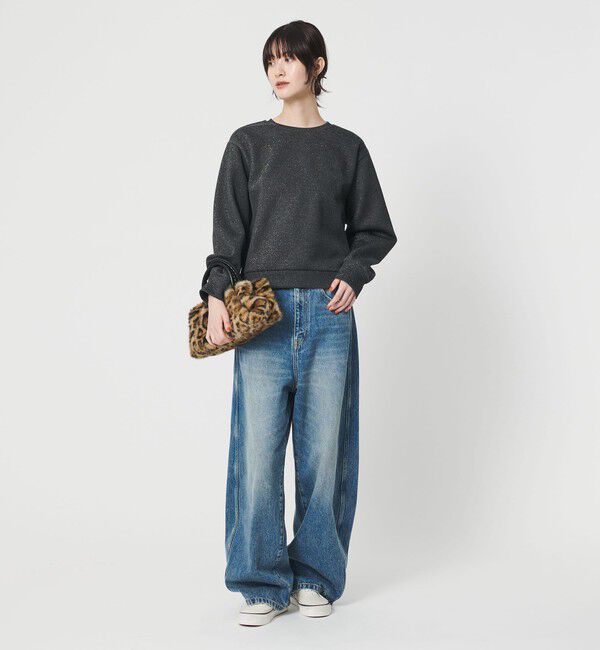 BEAUTY&YOUTH UNITED ARROWS「ポリエステルコットンブレンド ラメダンボール プルオーバー/ブラック」|Tシャツ・カットソー|