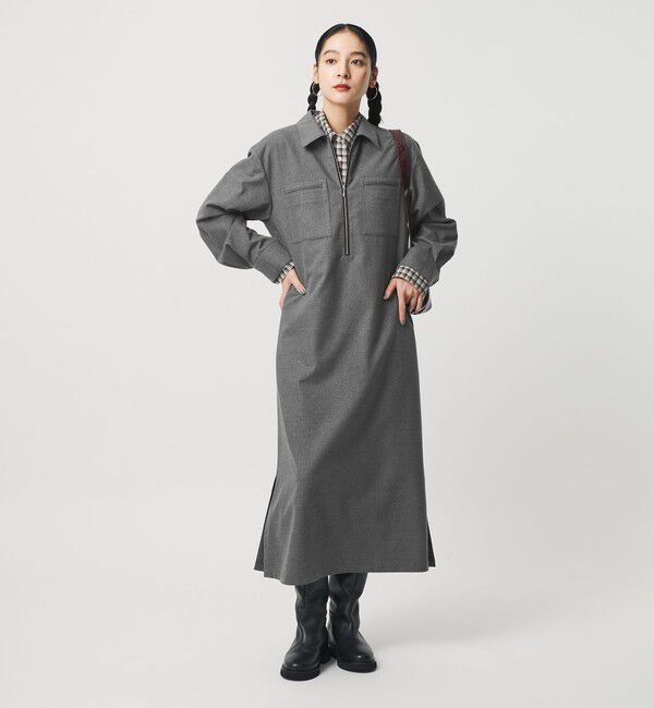 BEAUTY&YOUTH UNITED ARROWS「ハーフジップ スリットワンピース」|ワンピース|MD.GRAY