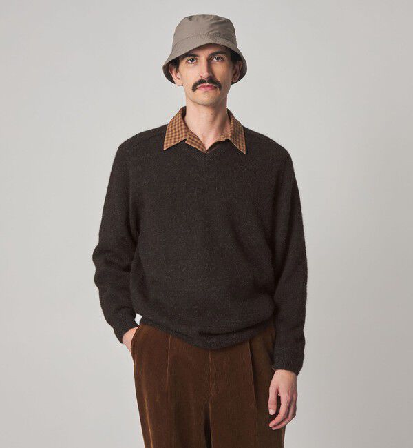 STEVEN ALAN「＜Steven Alan＞ アルパカ サドルショルダー Ｖネック ニット NARROW」|ニット・セーター|