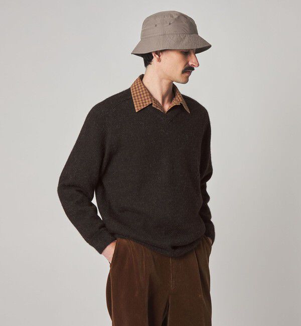 STEVEN ALAN「＜Steven Alan＞ アルパカ サドルショルダー Ｖネック ニット NARROW」|ニット・セーター|