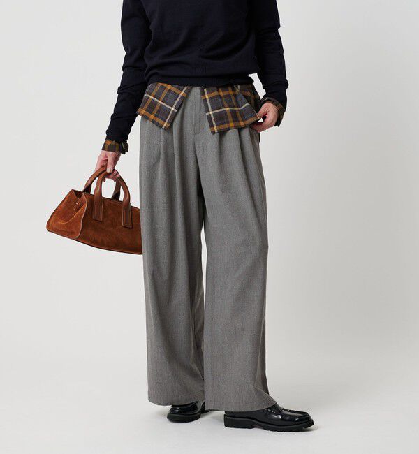 BEAUTY&YOUTH UNITED ARROWS「毛ポリエステルレーヨンブレンド ワイドタックパンツ」|スラックス|