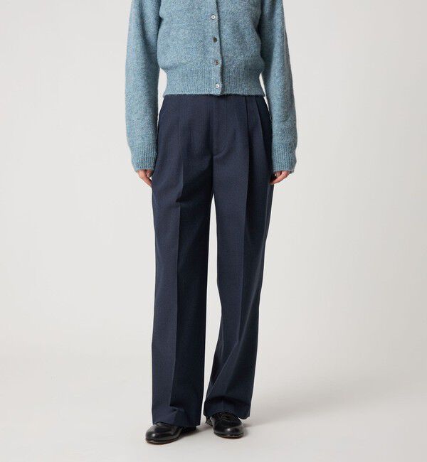 STEVEN ALAN「＜Steven Alan＞メランジ タック ワイド パンツ」|スラックス|NAVY