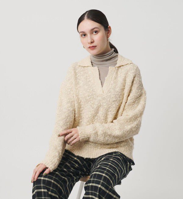 BEAUTY&YOUTH UNITED ARROWS「スラブヤーン スキッパー ニットプルオーバー」|ニット・セーター|OFF WHITE