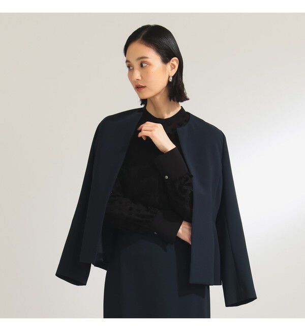 Demi-Luxe BEAMS 「トリアセ ペプラムジャケット＊」|ノーカラージャケット|