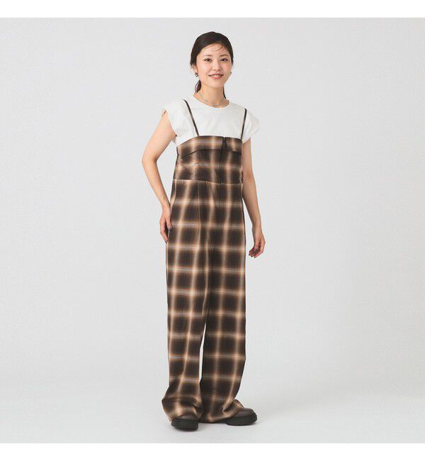 Ray BEAMS 「チェック キャミソール サロペット」|オールインワン|