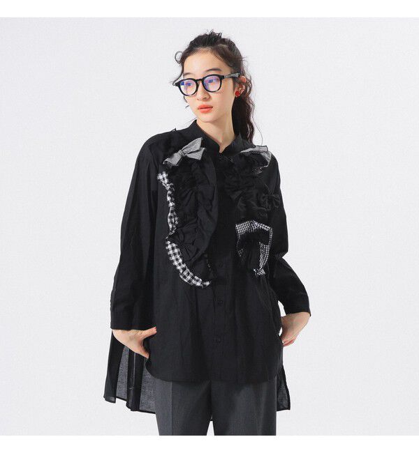 BEAMSBOY「【別注】TORI-TO / リボン シャツ」|シャツ・ブラウス|BLACK