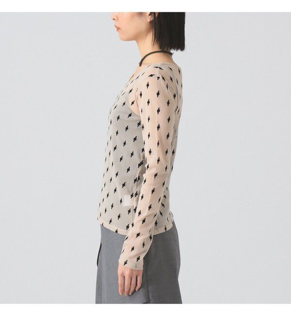 Ray BEAMS 「フロッキー プリント シアー ラウンドネック トップス」|Tシャツ・カットソー|