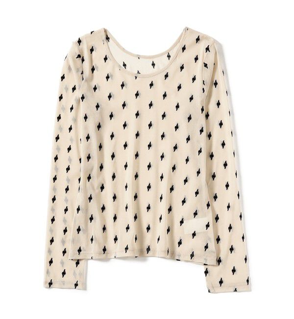 Ray BEAMS 「フロッキー プリント シアー ラウンドネック トップス」|Tシャツ・カットソー|