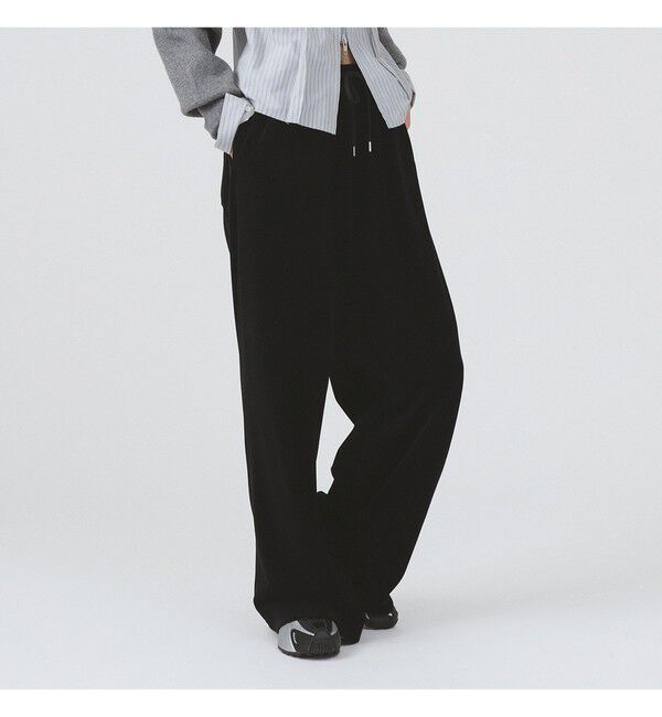 Ray BEAMS 「ベロア ワイド スウェット パンツ」|その他|BLACK
