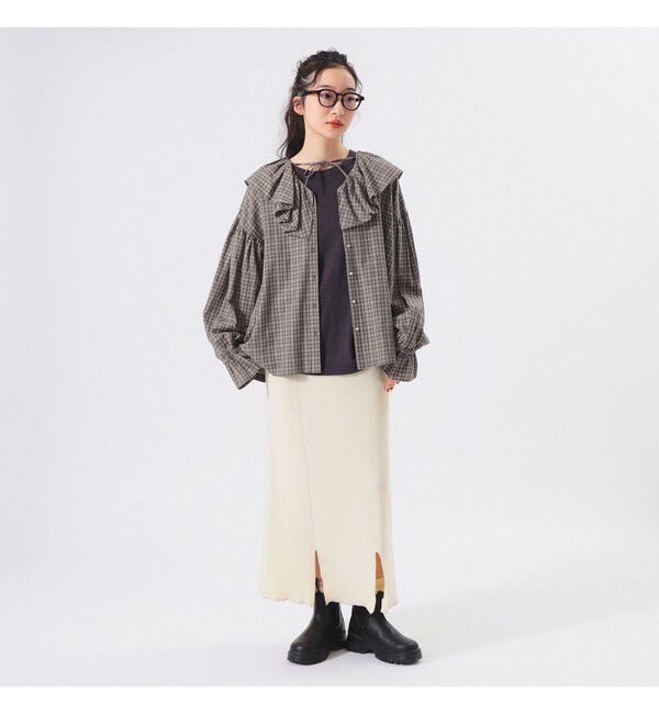 BEAMSBOY「チェック フリルカラー シャツ」|シャツ・ブラウス|