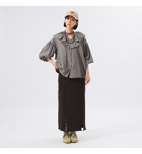 BEAMSBOY「チェック フリルカラー シャツ」|シャツ・ブラウス|