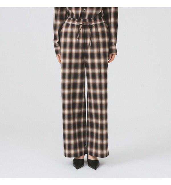 Ray BEAMS 「オンブレチェック ワイド パンツ」|チノ|